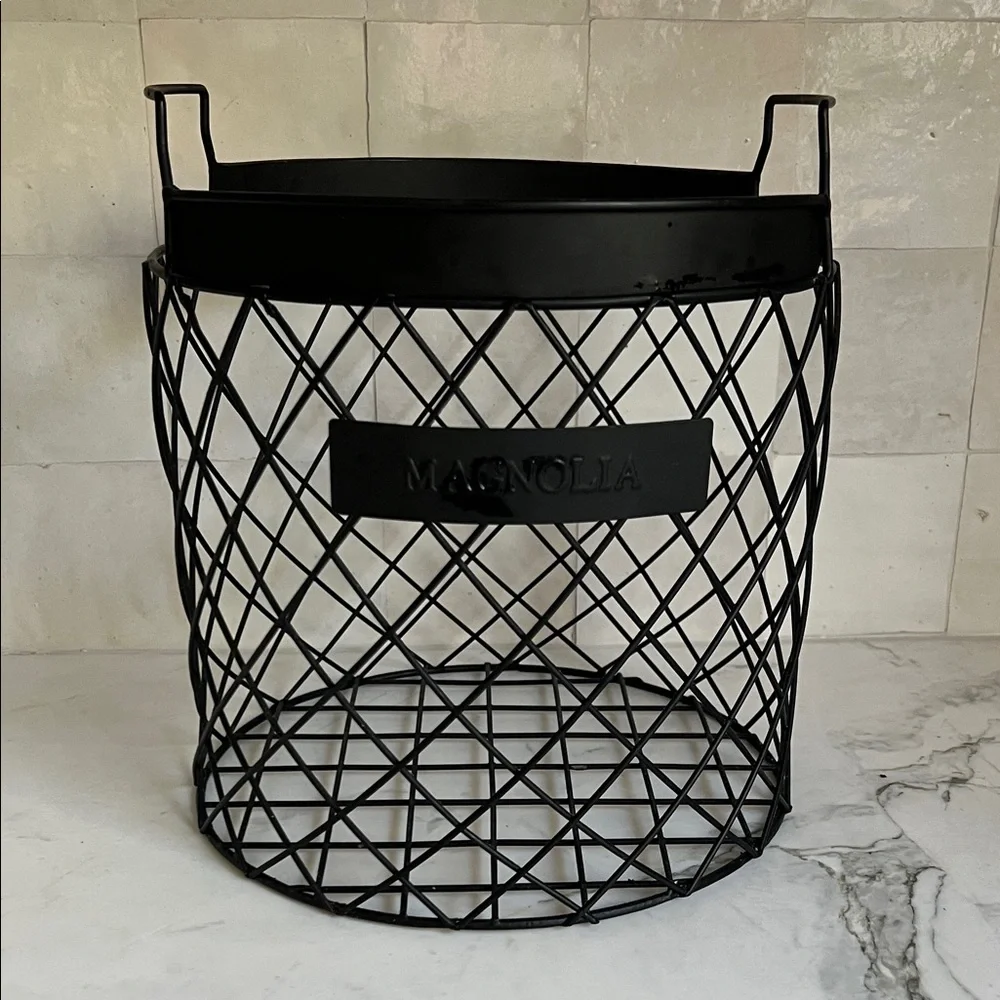 Magnolia Home By Joanna Gaines Black Metal Farmhouse Industrial Badket